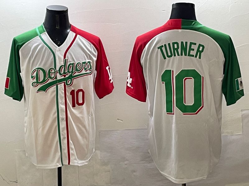 Men Los Angeles Dodgers #10 Turner White Green Game 2025 Nike MLB Jersey style 6->los angeles dodgers->MLB Jersey